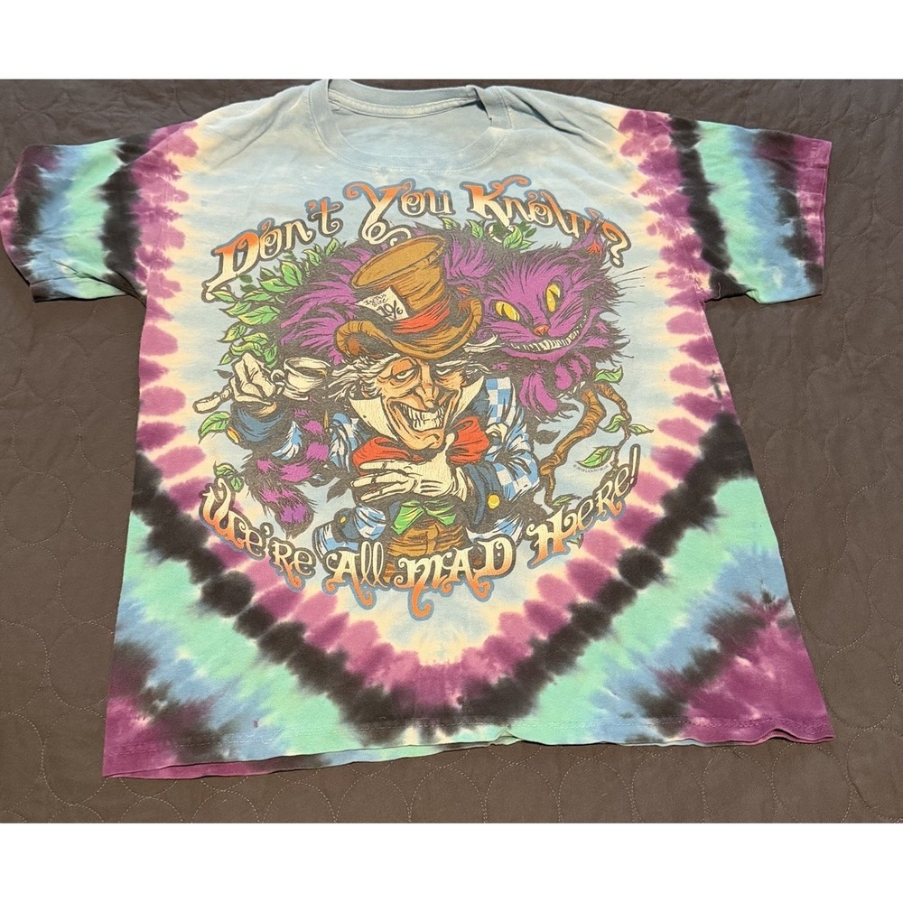 Liquid Blue Alice in Wonderland Tie Dye Graphic Tee Adult M Estimated